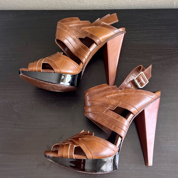 Marni Shoes - Marni platform brown leather sling bag heels 11